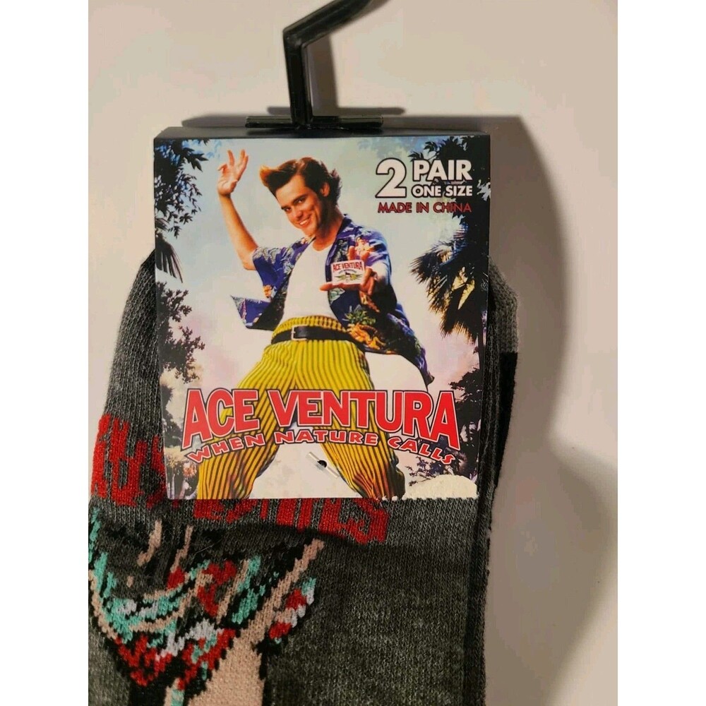 Ace Ventura SOCKS Mens Size 6-12 Ankle Novelty Gift Crazy Odd Socks Fun NEW 2 Pr